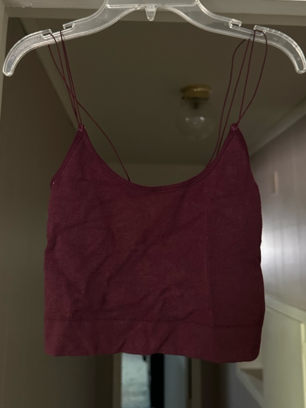 Rue21 Wine Ribbed Double-Spaghetti Strap Crop Cami